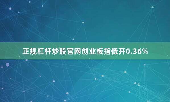 正规杠杆炒股官网创业板指低开0.36%